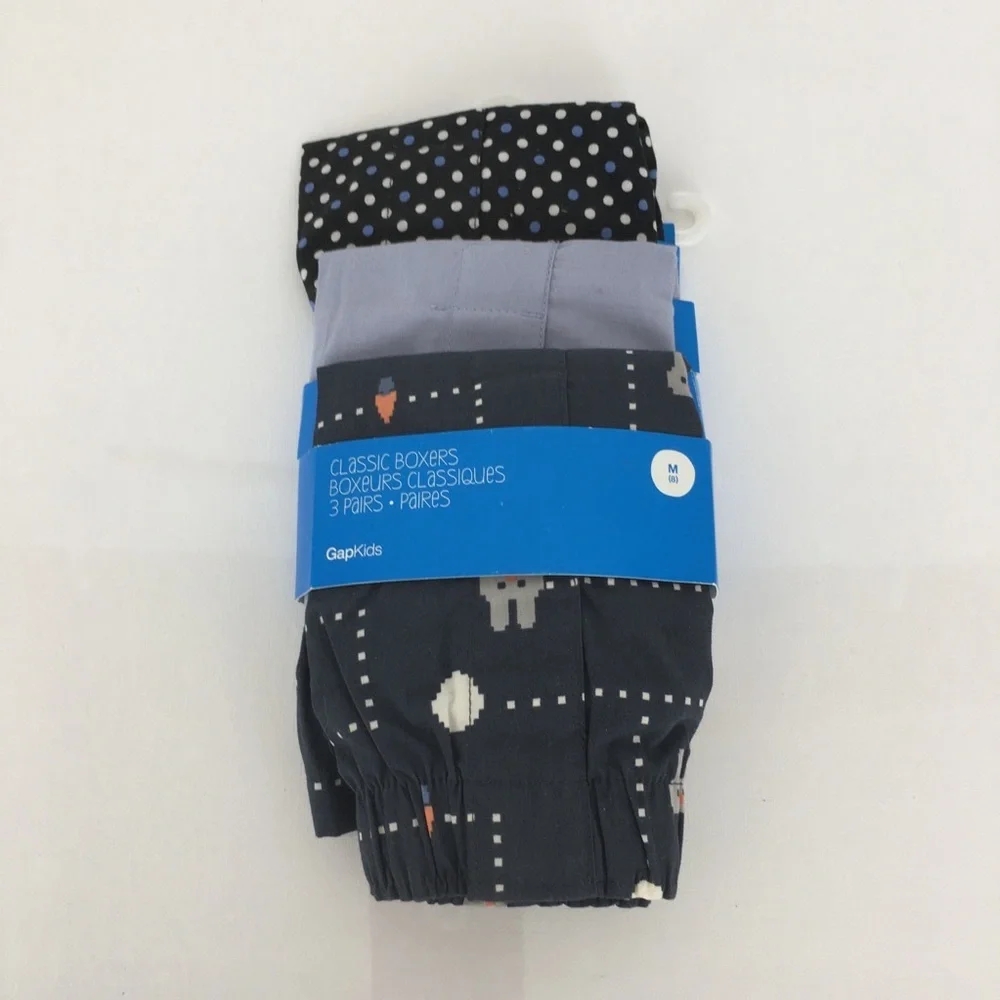 Gap Kids Boys 100% Cotton Classic Boxers NEW Size 8 Medium Blue White NWT 3 Pack